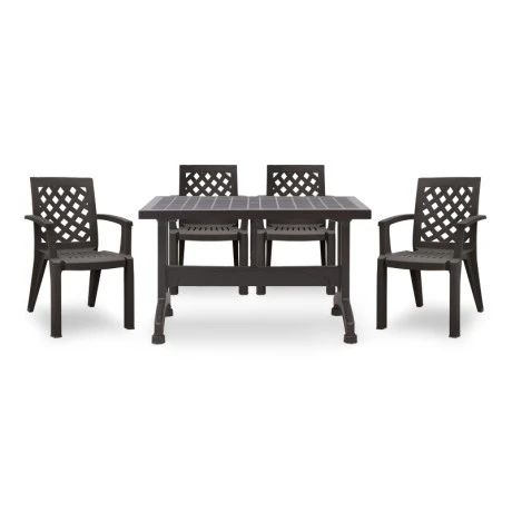 Garden dining set Callan Megapap 5pcs polypropylene table 140x80 - armchair in brown color