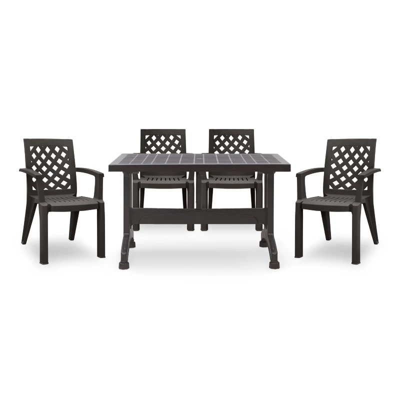 Garden dining set Callan Megapap 5pcs polypropylene table 140x70 - armchair in brown color