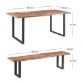 LIZARD 3D PAPER Set (Table 180x90cm+2 Benches) Steel Black/Dark Acacia