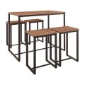 HENRY Set (Bar Table 100x60cm+4 Bar Stools) Metal D.Brown/Walnut