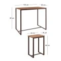 HENRY Set (Bar Table 100x60cm+4 Bar Stools) Metal D.Brown/Walnut