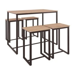 HENRY Set (Bar Table 100x60cm+4 Bar Stools) Metal D.Brown/Sonoma HENRY Set (Bar Table 100x60cm+4 Bar Stools) Metal D.Brown/Sonoma