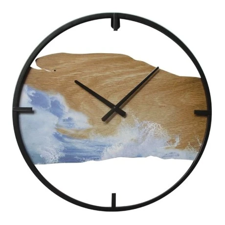 METAL WALL CLOCK WITH PRINTED WOOD SURFACE WAVES 55x55x4CM