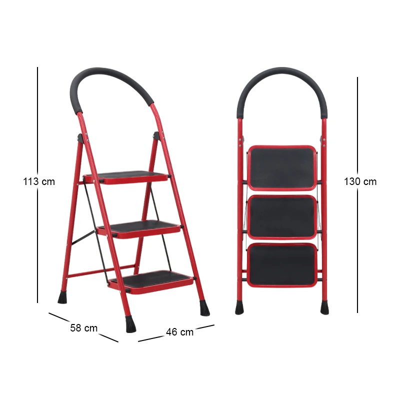 Step stool metal 3 steps 64cm.