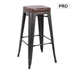 RELIX Bar Stool Steel Antique Black/PU Dark Brown RELIX Bar Stool Steel Antique Black/PU Dark Brown