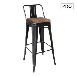 RELIX Wood Dark Oak Bar Stool w/Back Steel Black Matte RELIX Wood Dark Oak Bar Stool w/Back Steel Black Matte
