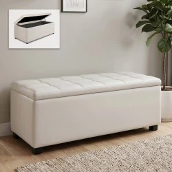 DENISE Storage Ottoman Pu Cream 113x43x45 DENISE Storage Ottoman Pu Cream 113x43x45