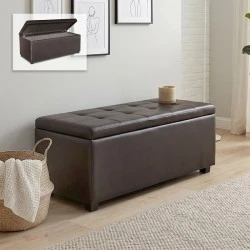 DENISE Storage Ottoman Pu Dark Brown 113x43x45cm DENISE Storage Ottoman Pu Dark Brown 113x43x45cm