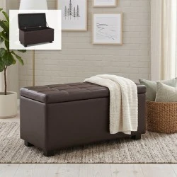 DENISE Storage Ottoman Pu Dark Brown 88x43x45cm DENISE Storage Ottoman Pu Dark Brown 88x43x45cm