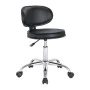 GLORY Stool With Back, Pu Black/Chromed Base