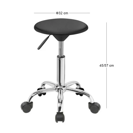 Glory side stool by chrome and Abs in black color 32x45/57cm.