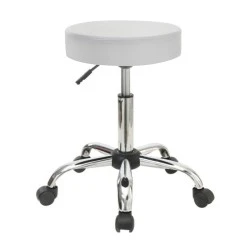 GLORY Stool Pu White/Chromed Base (Dia35x51/67cm) GLORY Stool Pu White/Chromed Base (Dia35x51/67cm)