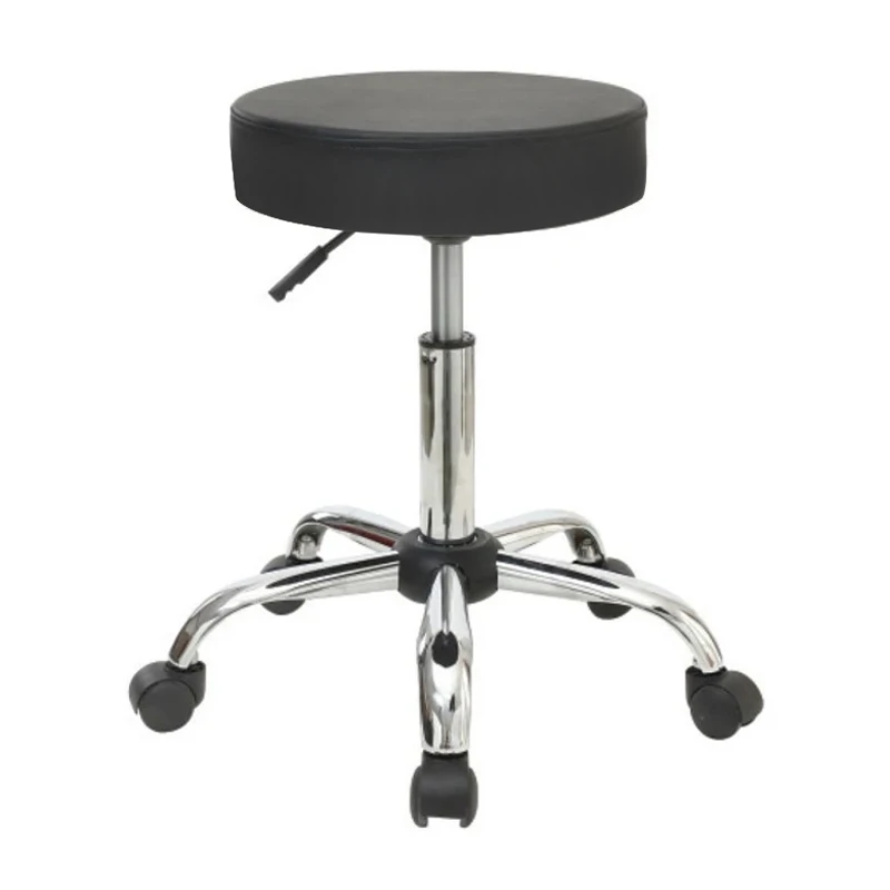 GLORY Stool Pu Black/Chromed Base (Dia35x51/67cm)