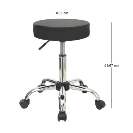 GLORY Stool Pu Black/Chromed Base (Dia35x51/67cm)
