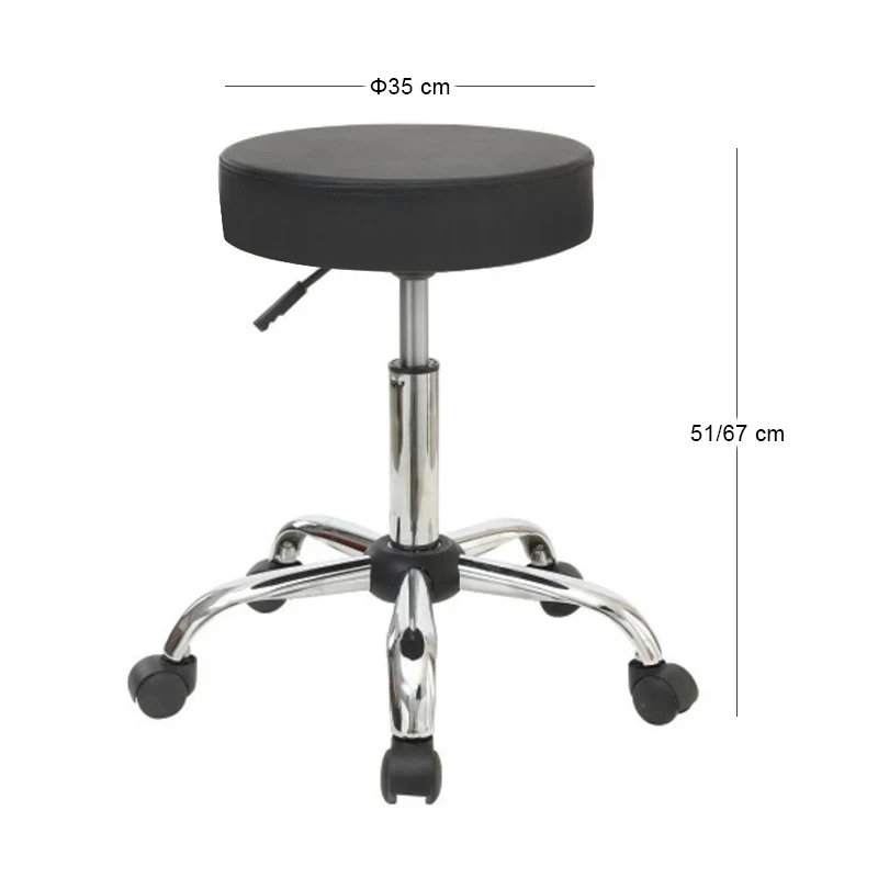 GLORY Stool Pu Black/Chromed Base (Dia35x51/67cm)