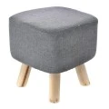 WOODEN STOOL WITH GREY CUSHION TOP 30X33CM