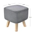 WOODEN STOOL WITH GREY CUSHION TOP 30X33CM