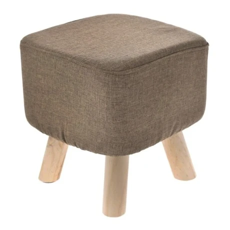 WOODEN STOOL WITH BROWN CUSHION TOP 30X30Χ40CM