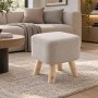 WOODEN STOOL WITH CREAM CUSHION TOP 33X31X33CM