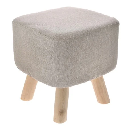 WOODEN STOOL WITH CREAM CUSHION TOP 33X31X33CM