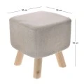 WOODEN STOOL WITH CREAM CUSHION TOP 33X31X33CM