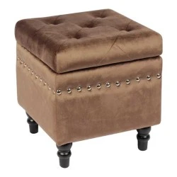 Loko stool with storage space and velure fabric in brown - black 37x37x40cm. Loko stool with storage space and velure fabric in brown - black 37x37x40cm.