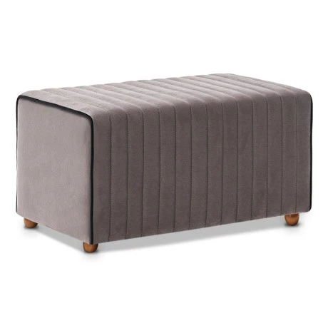 Mabel Megapap velvet stool in grey color 80x40x40cm.