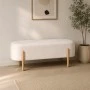 LENGTHY STOOL WITH CREAM CUSHION AND WOODEN LEGS 108X41X48CM