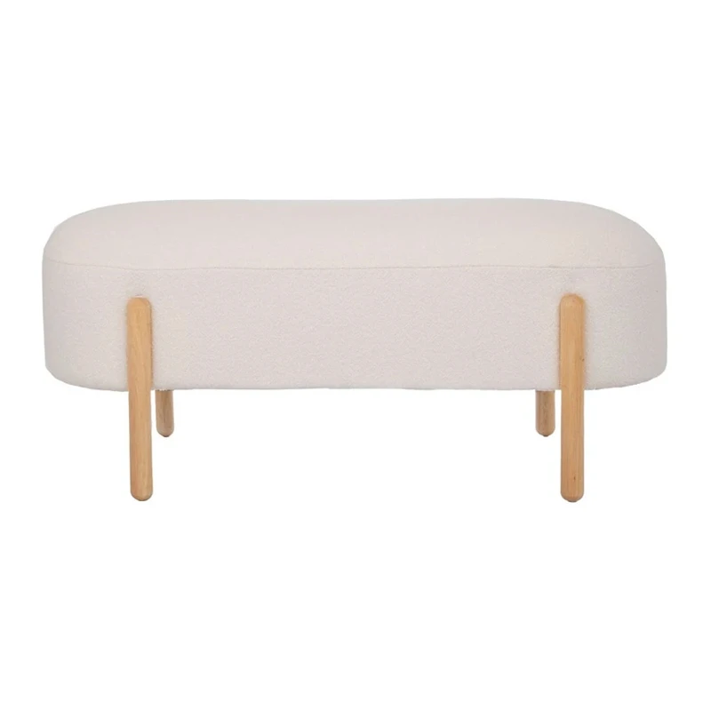 LENGTHY STOOL WITH CREAM CUSHION AND WOODEN LEGS 108X41X48CM
