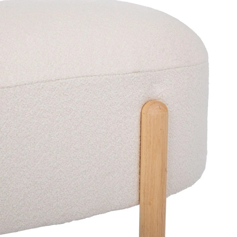 LENGTHY STOOL WITH CREAM CUSHION AND WOODEN LEGS 108X41X48CM