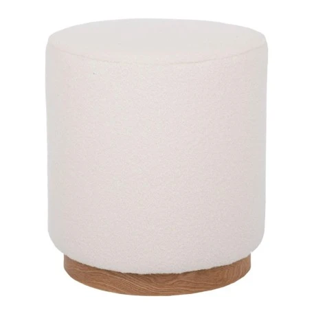 CIRCLE STOOL WITH CREAM CUSHION ON WOODEN BASE 41X41X44CM