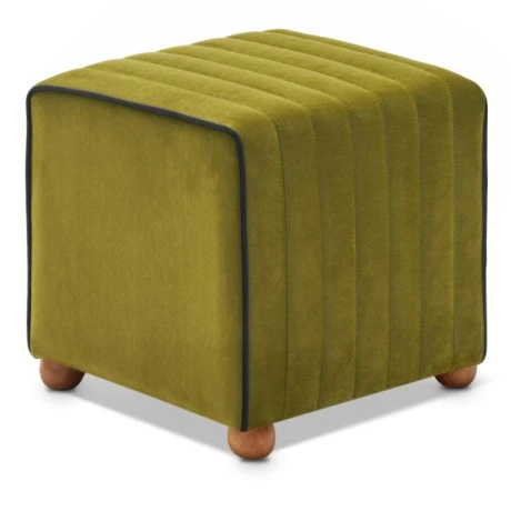 Mona Megapap velvet stool in green color 40x40x40cm.