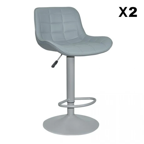 Σκαμπό Μπάρ 2τμχ Bar93 Grey Pu 48x50x107.5εκ.