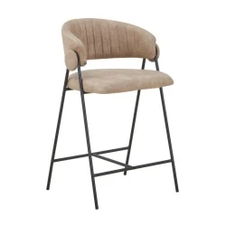 ALFREDO Bar Stool Black Metal, Beige Suede Fabric ALFREDO Bar Stool Black Metal, Beige Suede Fabric