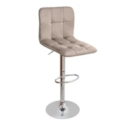 Carmelo Megapap bar stool with adjustable height made of velvet beige color 45x42x90/113cm. Carmelo Megapap bar stool with adjustable height made of velvet beige color 45x42x90/113cm.