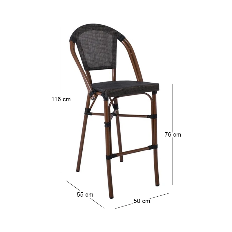 COSTA Barstool Alu Walnut/Textilene mixed Black