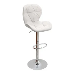 Dolores Megapap bar stool with adjustable height made of pu leather in white color 45.5x38x89/109cm. Dolores Megapap bar stool with adjustable height made of pu leather in white color 45.5x38x89/109cm.