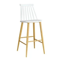 Lavida bar stool with metallic legs and Pp coating in white color 43x49x107cm. Lavida bar stool with metallic legs and Pp coating in white color 43x49x107cm.