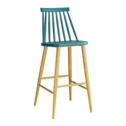 Lavida bar stool with metallic legs and Pp coating in blue color 43x49x107cm. Lavida bar stool with metallic legs and Pp coating in blue color 43x49x107cm.