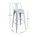 RELIX Bar Stool w/Back Steel White