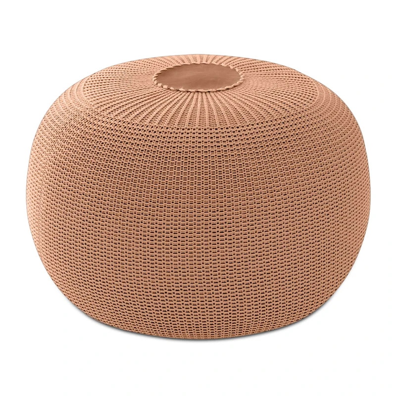 Stool - Pouf Knit Megapap knitted cinnamon color Φ47x35cm.