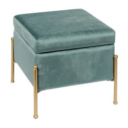 RAY Storage Stool 40x40cm Metal Gold Paint/Fabric Pale Green Velure RAY Storage Stool 40x40cm Metal Gold Paint/Fabric Pale Green Velure
