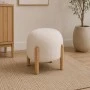 CIRCLE STOOL WITH CREAM CUSHION WITH WOODEN LEGS 45X45X36CM