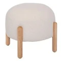 CIRCLE STOOL WITH CREAM CUSHION WITH WOODEN LEGS 45X45X36CM