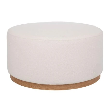 CIRCLE STOOL WITH CREAM CUSHION ON WOODEN BASE 80X80X41CM