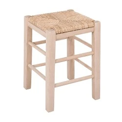 TAVERNA Stool H50cm Unpainted with Rush Seat TAVERNA Stool H50cm Unpainted with Rush Seat