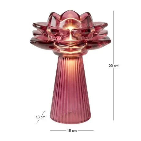 DARK PINK LED TABLE LAMP IN THE SHAPE OF A FLOWER 15X13X20CM BATTERY OPPERATED