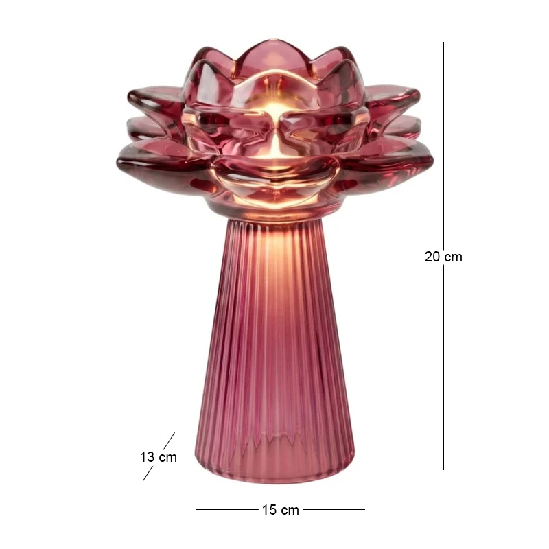 DARK PINK LED TABLE LAMP IN THE SHAPE OF A FLOWER 15X13X20CM BATTERY OPPERATED