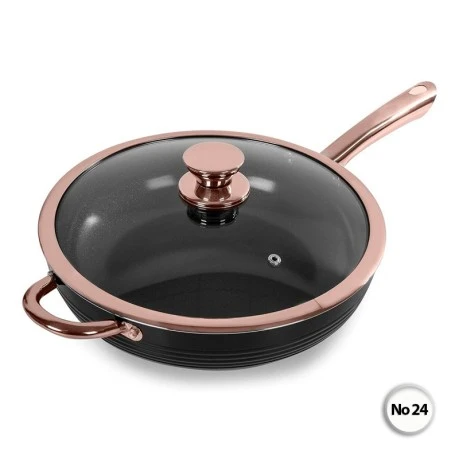 Frying pan with non-stick lid made of aluminum bronzed No24