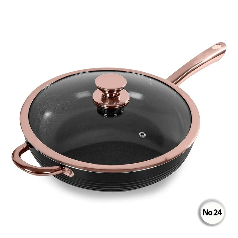 Frying pan with non-stick lid made of aluminum bronzed No24
